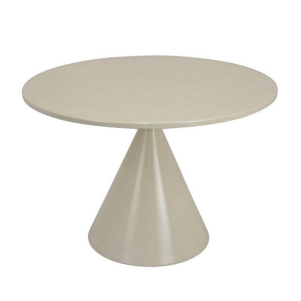 Eula Low Plant Stand Table, 24 Inch Round Tapered Metal Base, White -BM331425