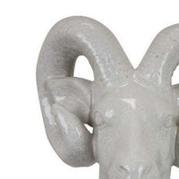 Accent Tabletop Decor, Strong Ram Head Design, White Ceramic 14 Inch -BM331431