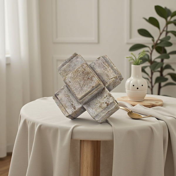 Tabletop Decor, Farmhouse Rustic Accent, Crossed White Ceramic 10 Inch -BM331433