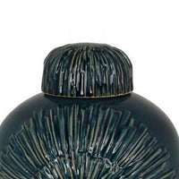 Accent Flower Vase w Lid, Rich Textured Deep Blue Ceramic, 13 Inch -BM331435