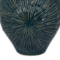 Accent Flower Vase w Lid, Rich Textured Deep Blue Ceramic, 13 Inch -BM331435
