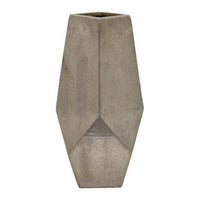 Accent Flower Vase, Geometric Stone Design 20 Inch Silver Gray Ceramic -BM331441