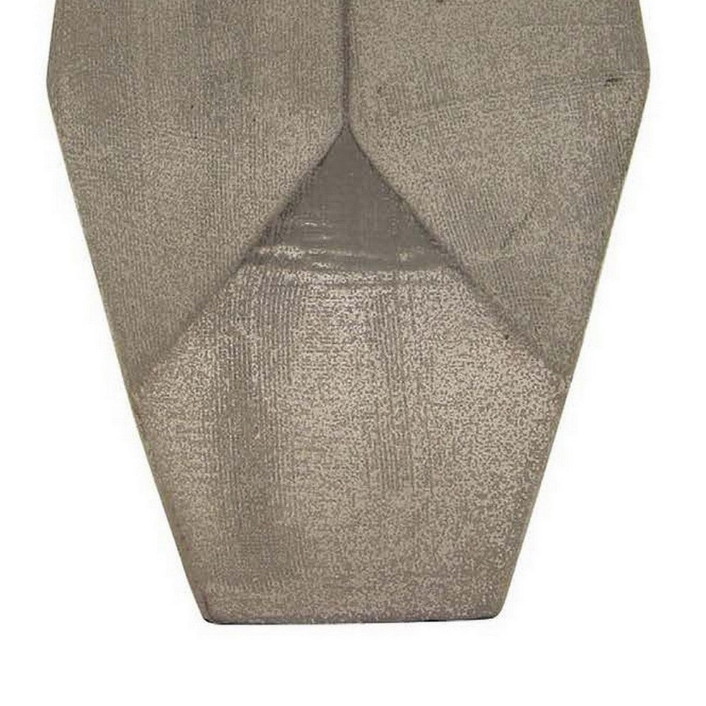 Accent Flower Vase, Geometric Stone Design 20 Inch Silver Gray Ceramic -BM331441
