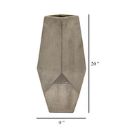 Accent Flower Vase, Geometric Stone Design 20 Inch Silver Gray Ceramic -BM331441
