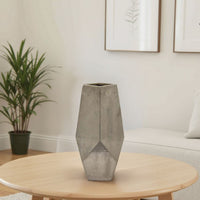 Accent Flower Vase, Geometric Stone Design 20 Inch Silver Gray Ceramic -BM331441