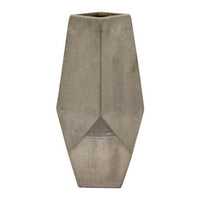 Accent Flower Vase, Geometric Stone Design 20 Inch Silver Gray Ceramic -BM331441