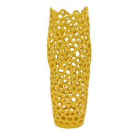 Kifa Flower Vase, Modern Cutout Textured Look, 20 Inch Yellow Ceramic -BM331443