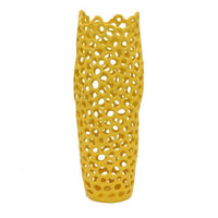 Kifa Flower Vase, Modern Cutout Textured Look, 20 Inch Yellow Ceramic -BM331443