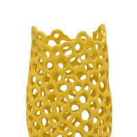 Kifa Flower Vase, Modern Cutout Textured Look, 20 Inch Yellow Ceramic -BM331443