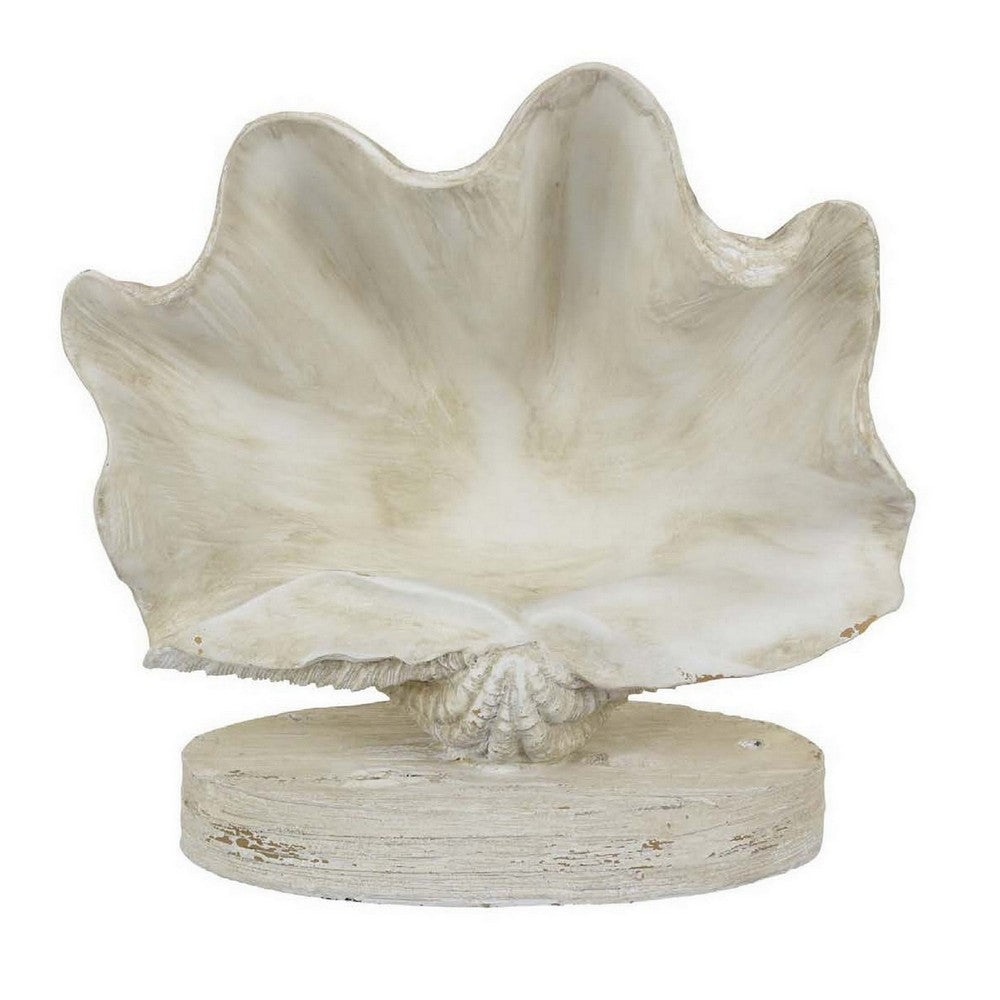 Seashell Home Decor, Antique Style Table Display, White Resin 11 Inch -BM331446