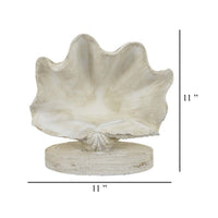Seashell Home Decor, Antique Style Table Display, White Resin 11 Inch -BM331446