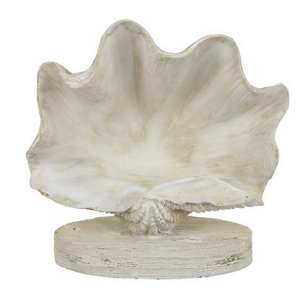 Seashell Home Decor, Antique Style Table Display, White Resin 11 Inch -BM331446