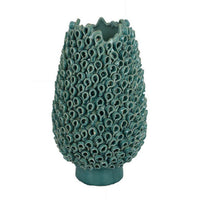 Accent Flower Vase, 3D Coral Textured Teal Green Ceramic 16 Inch -BM331449