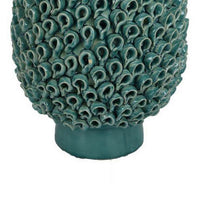 Accent Flower Vase, 3D Coral Textured Teal Green Ceramic 16 Inch -BM331449