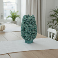 Accent Flower Vase, 3D Coral Textured Teal Green Ceramic 16 Inch -BM331449