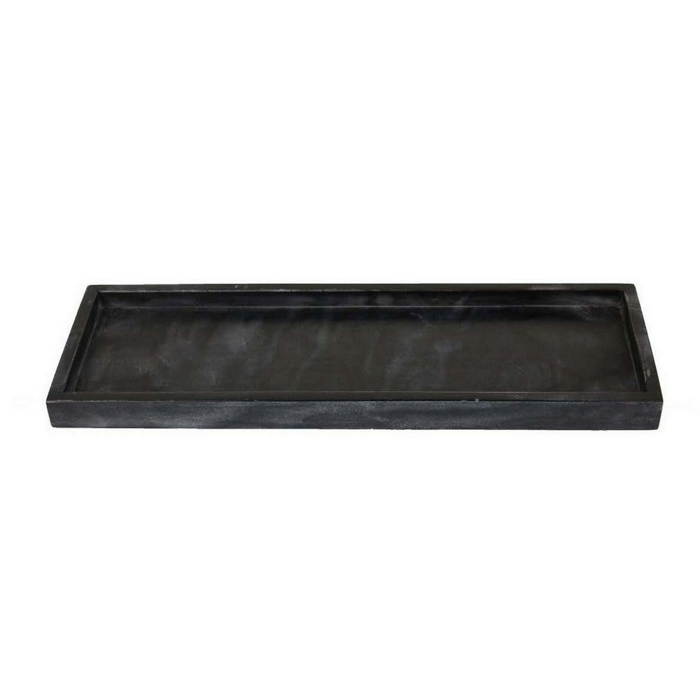 Decorative Accent Tray, 18 Inch Rectangular, Black Marble -BM331450