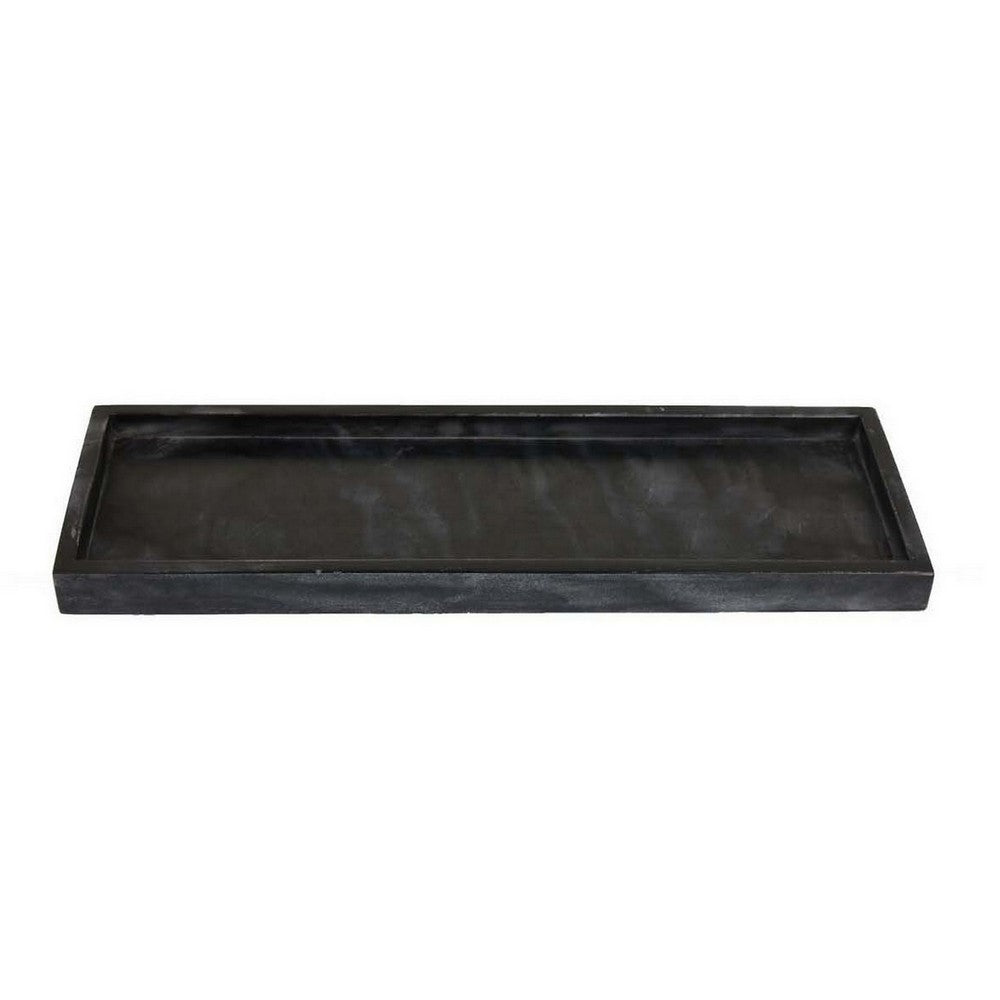 Decorative Accent Tray, 18 Inch Rectangular, Black Marble -BM331450