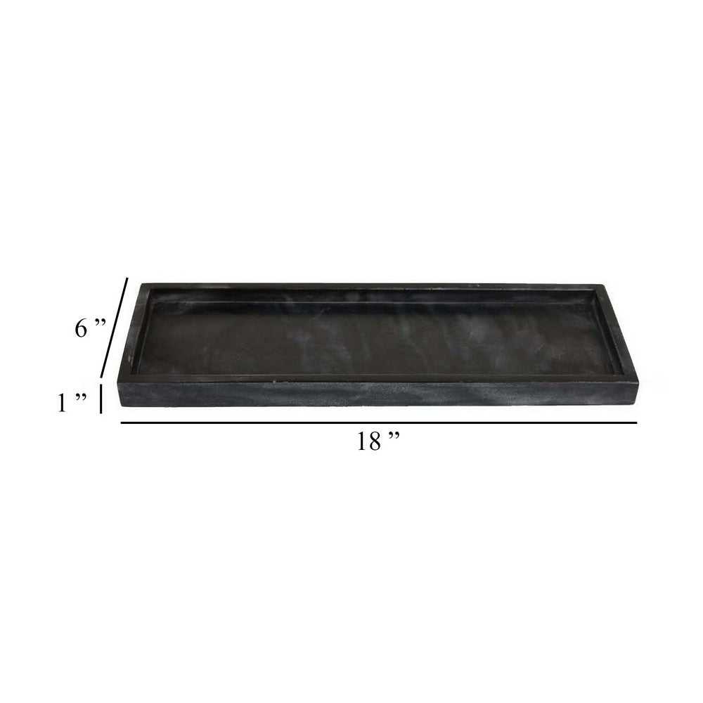Decorative Accent Tray, 18 Inch Rectangular, Black Marble -BM331450