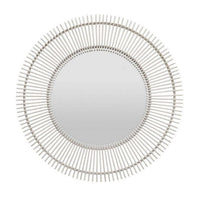 Leom Accent Wall Mirror, 43 Inch Round Decor Radial White Wood Frame -BM331452