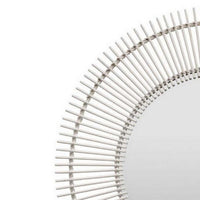 Leom Accent Wall Mirror, 43 Inch Round Decor Radial White Wood Frame -BM331452
