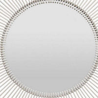 Leom Accent Wall Mirror, 43 Inch Round Decor Radial White Wood Frame -BM331452