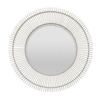 Leom Accent Wall Mirror, 43 Inch Round Decor Radial White Wood Frame -BM331452