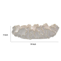 Decorative Accent Bowl, 18 Inch, Natural Wavelike Body, White Ceramic -BM331454