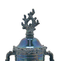 Decorative Jar, 24 Inch, Blue Ceramic, Ribbed Classic Trophy Design -BM331458
