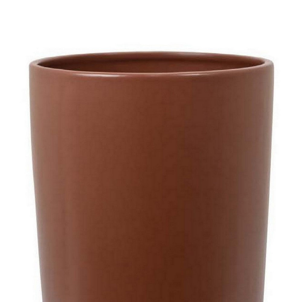 Decorative Vase, 15 Inch Tall Modern Accent PIece, Brown Ceramic -BM331464