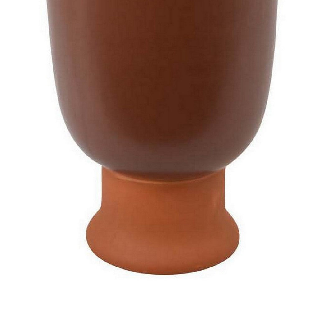 Decorative Vase, 15 Inch Tall Modern Accent PIece, Brown Ceramic -BM331464