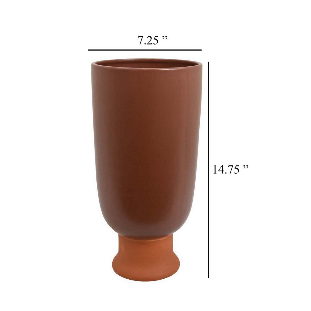Decorative Vase, 15 Inch Tall Modern Accent PIece, Brown Ceramic -BM331464