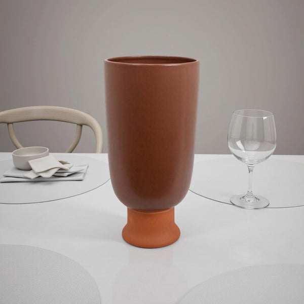 Decorative Vase, 15 Inch Tall Modern Accent PIece, Brown Ceramic -BM331464
