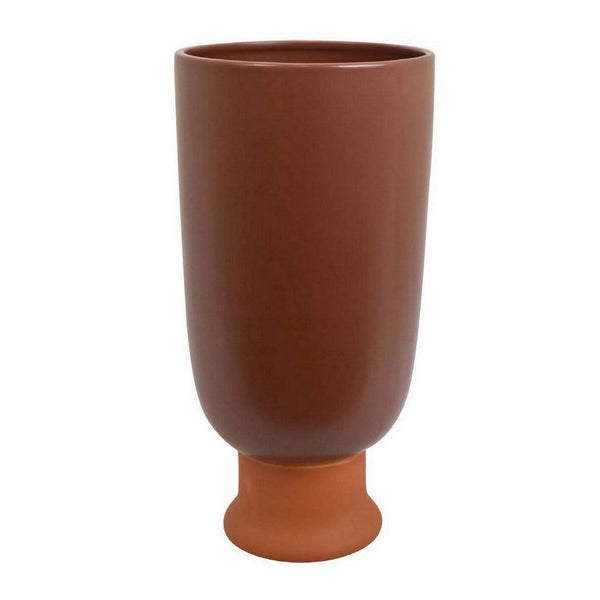 Decorative Vase, 15 Inch Tall Modern Accent PIece, Brown Ceramic -BM331464