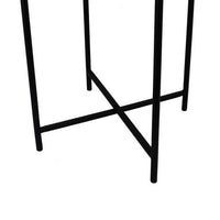 Kiny Accent Plant Stand Table, 22 Inch, Black Metal Frame White Marble -BM331466