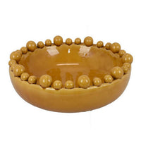 Saul Decorative Bowl, 16 Inch Yellow Ceramic Body, Bubble Design Edges -BM331472