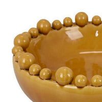 Saul Decorative Bowl, 16 Inch Yellow Ceramic Body, Bubble Design Edges -BM331472