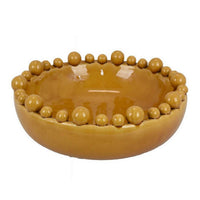 Saul Decorative Bowl, 16 Inch Yellow Ceramic Body, Bubble Design Edges -BM331472