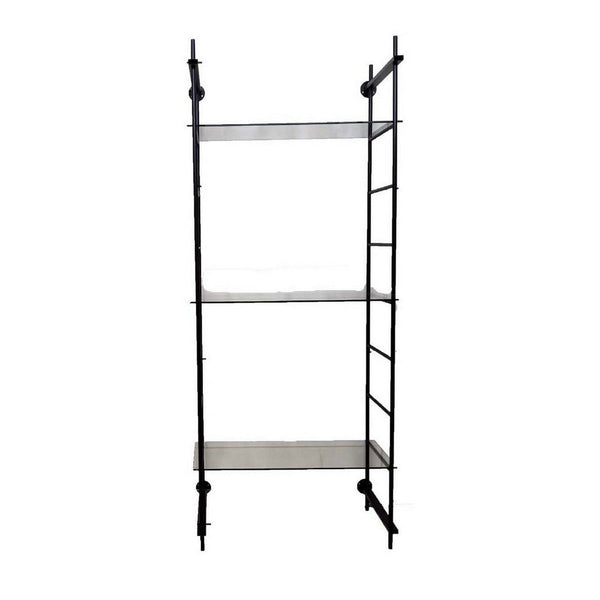Plant Display Stand, 87 Inch, 3 Shelves Black Metal Ladder Design -BM331473