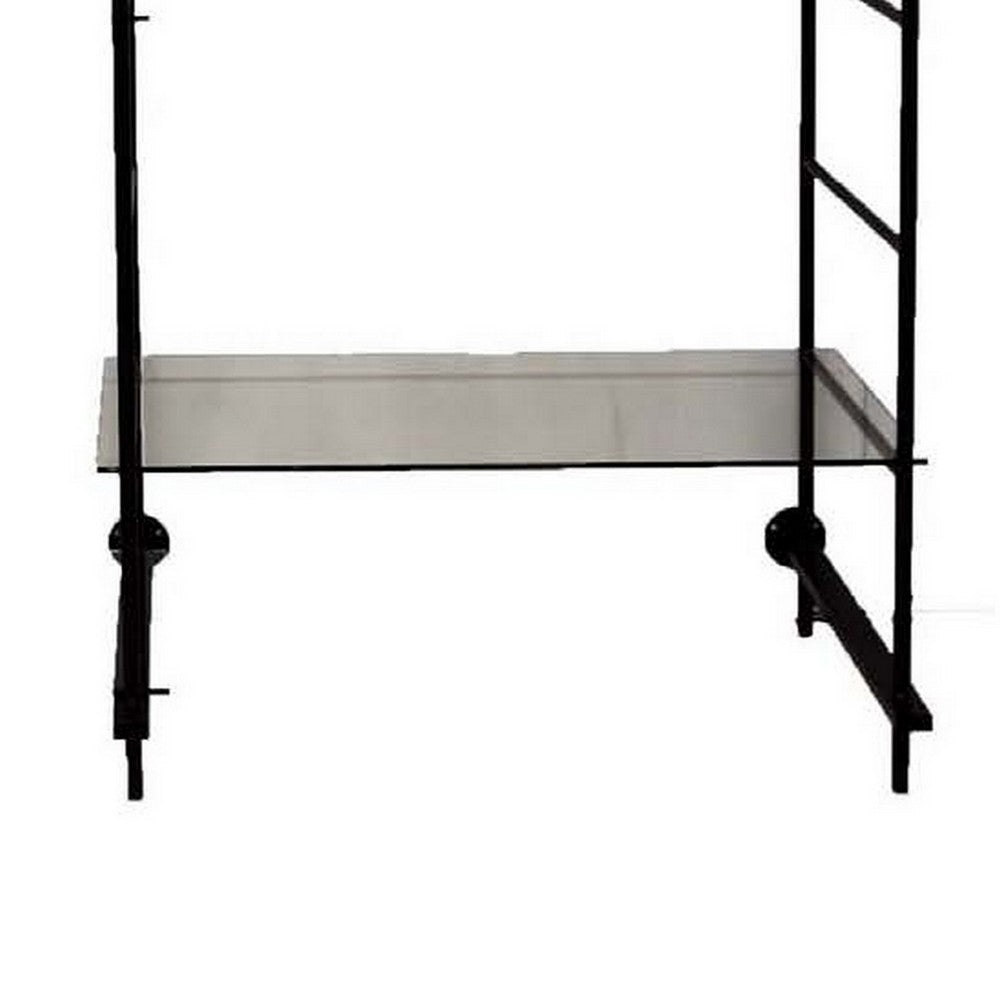 Plant Display Stand, 87 Inch, 3 Shelves Black Metal Ladder Design -BM331473