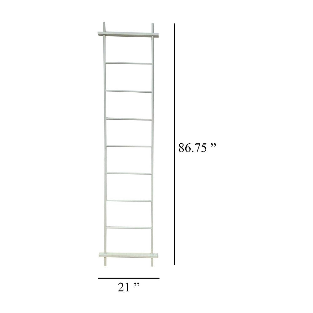 Plant Display Stand, 87 Inch 7 Tier Ladder Design, White Metal Body -BM331474