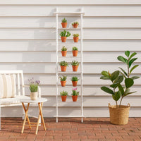 Plant Display Stand, 87 Inch 7 Tier Ladder Design, White Metal Body -BM331474