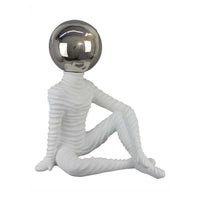 Accent Decor Statuette, 21 Inch White Ceramic, Sitting Astronaut -BM331475
