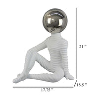 Accent Decor Statuette, 21 Inch White Ceramic, Sitting Astronaut -BM331475