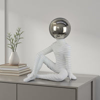 Accent Decor Statuette, 21 Inch White Ceramic, Sitting Astronaut -BM331475