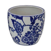 Garden Planter Set of 3, Ceramic Japanese White Blue Floral Pattern -BM331480