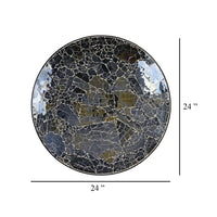 Qwin Decorative Wall Platter, 24 Inch Glass Mosaic Pattern in Black -BM331483