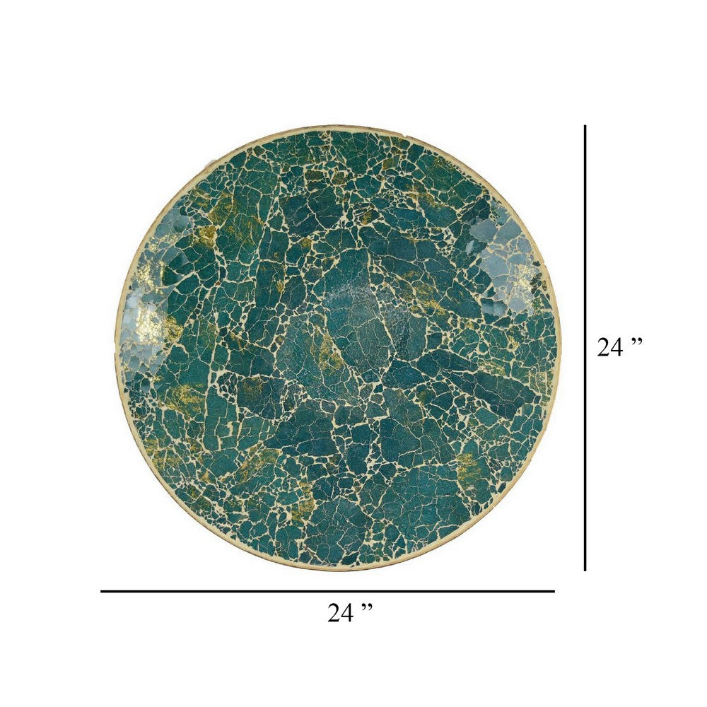 Qwin Decorative Wall Platter, 24 Inch Glass Mosaic Pattern in Green -BM331484