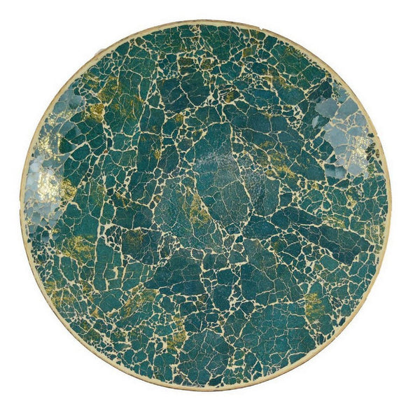 Qwin Decorative Wall Platter, 24 Inch Glass Mosaic Pattern in Green -BM331484