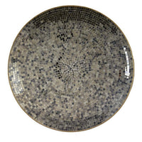 Qwin Decorative Wall Platter, 24 Inch Mirror Mosaic Pattern in Gray -BM331485