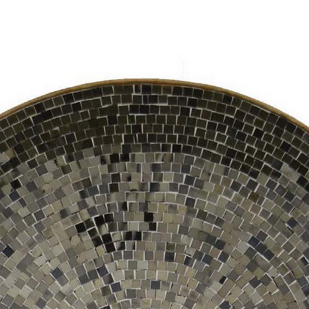 Qwin Decorative Wall Platter, 24 Inch Mirror Mosaic Pattern in Gray -BM331485